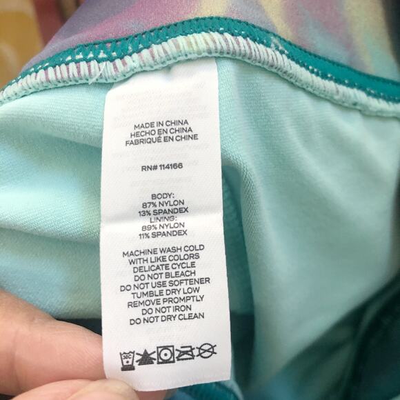 NWT Colosseum Women's Amour Workout Leggings Tie Dye Teal Medium Activewear Gym - Picture 7 of 9